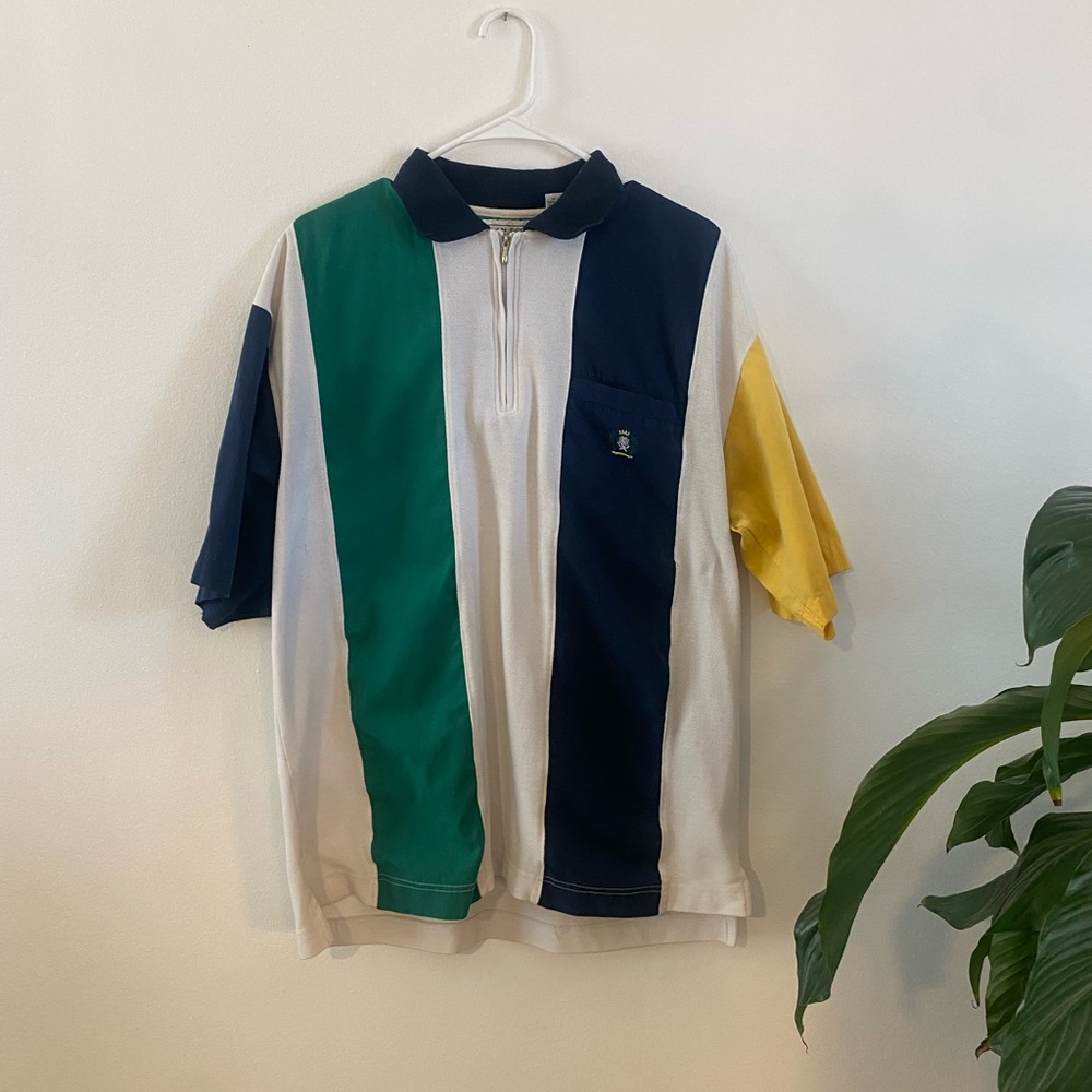 Alan Sport polo shirt- Blue Green Yellow and White